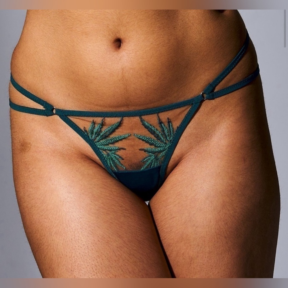 Thistle And Spire Brooklynn Haze Thong  Floral Emerald/Butterscotch  NWT 3X